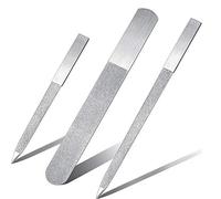 GROCKSTR Juego de 3 limas de uñas de acero inoxidable de doble cara, lima de uñas, lima de uñas adecuada para viajes