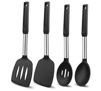 GROCKSTR Juego de espátulas y cucharas de cocina de silicona resistentes al calor, juego de utensilios de cocina de silicona antiadherente, espátula de cocina grande