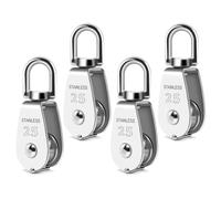 GROCKSTR M25 - Grúa de elevación con bloque de inversión de acero inoxidable 304 resistente, cuerda de 1/4, carga de 330 libras (4 unidades), fácil instalación