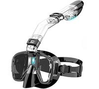 GROCKSTR Máscara de snorkel plegable, juego de máscaras de buceo con sistema superior seco y soporte para cámara, equipo antiesnórquel, color negro