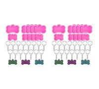 GROCKSTR Moldes de silicona de resina con huesos de perros, 20 piezas DIY lindos perros forma resina epoxi con 40 piezas llavero colgante para bricolaje manualidades