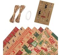GROCKSTR Paquete de 6 hojas de papel de regalo, para Navidad, fiesta de cumpleaños, juego de papel de regalo