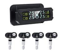 GROCKSTR Sistema de monitoreo de presión solar USB para coche, TPMS, pantalla LCD, alarma de presión con sensor interno
