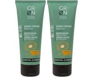 Groen 30194 crema de manos cosmética orgánica cuidado diario - cáñamo orgánico y caléndula orgánica - textura de absorción rápida - vegano - 75 ml (Paquete de 2)