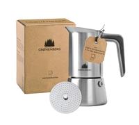 Groenenberg Cafetera Italiana | Cafetera express 4 Tazas (200 ml) | Cafetera italiana induccion en acero inox | Cafetera induccion con junta de repuesto