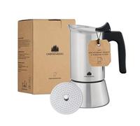 Groenenberg Cafetera Italiana + filtro reductor | Cafetera express 4 o 6 Tazas (200 o 300 ml) | Cafetera italiana induccion (acero inox) con junta de repuesto (6 tazas (300ml))