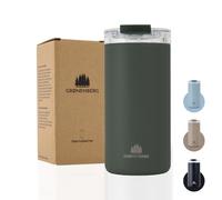 Groenenberg Taza termo cafe 350 o 473ml | Taza termo cafe para llevar - 100% a prueba de fugas | Caliente al menos 4 horas | De acero inoxidable reciclado (Forest, 473 ml)