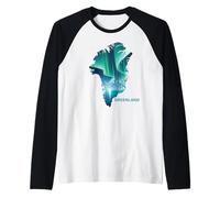 Groenlandia Aurora Boreal Nuuk Ártico Aurora Escena Vacaciones Camiseta Manga Raglan