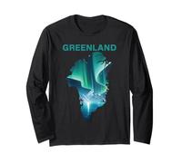 Groenlandia Aurora Boreal Nuuk Ártico Aurora Escena Vacaciones Manga Larga