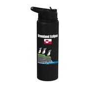 Groenlandia eclipses solar amante Puffin Colony Bandera de Groenlandia Stainless Steel Insulated Water Bottle