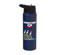Groenlandia eclipses solar amante Puffin Colony Bandera de Groenlandia Stainless Steel Insulated Water Bottle