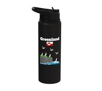 Groenlandia Puffin Colony Sea Cliffs Bandera de Groenlandia Recuerdo Stainless Steel Insulated Water Bottle