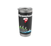 Groenlandia viaje souvenir Puffin Colony Acantilados Groenlandia mapa Vaso térmico de acero inoxidable de doble pared