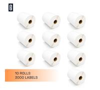 GROF 10 rollos de etiquetas térmicas, 102 mm x 152 mm, 300 etiquetas, compatibles con Zebra y otras impresoras [10 rollos/3000 etiquetas]