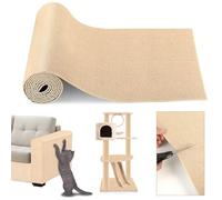 GROFIS 200cmx40cm Alfombra Rascador para Gatos, Autoadhesivo Protector Sofa Gatos Arañazo, DIY Recortable Rascador Sofa Gatos, Tapete Rascador para Gatos para Pared, Esquina y Sofá, Caqui