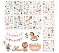 GROFIS 316pcs Pegatinas de Álbum de Bebe, 8 Hojas Pegatinas para Libro de Visitas de Cumpleaños, Vintage Pegatinas Cumpleaños Scrapbooking para Libro de Visitas, Álbum De Fotos, Tarjetas