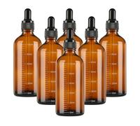 GROFIS 6 Piezas 100ml Ambar Frasco Cuentagotas Cristal, Botellas Cuentagotas con 2 Embudo 2 Cuentagotas 1 Pegatina, Goteros Botellas para Aceite Esencial Masaje Fragancia Aromaterapia Laboratorio