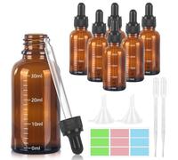 GROFIS 6 Piezas 30ml Ambar Frasco Cuentagotas Cristal, Botellas Cuentagotas con 2 Embudo 2 Cuentagotas 1 Pegatina, Goteros Botellas para Aceite Esencial Masaje Fragancia Aromaterapia Laboratorio
