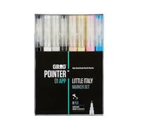 Grog Pointer 01 APP Marker Set 1mm Aqua Pro Water Based Acrylic Paint Art Graffiti Drawing Pen Round Fine Tip Multi Color Bundle (Little Italy)