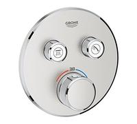 Grohe Grohtherm SmartControl termostato con dos válvulas de cierre, roseta redonda de pared, 29119DC0, Color: súper acero