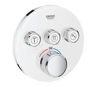 Grohe 29904LS0 Grohtherm Smartcontrol Termostato con cristal blanco, 3 Chorros Regulables, Moon White, Redondo