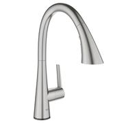 GROHE Zedra Touch monomando electrónico de fregadero, con rociador extraíble con 3 modos de rociado, 30219DC2, Color: súper acero
