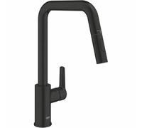 Grohe 306312430 Grifo de Cocina Mezclador Monomando Negro Mate Caño Alto en U con Ducha Extraíble