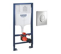 GROHE 38763001 - Rapid SL Set 2 en 1, Cisterna empotrada con pulsador Skate Air, para inodoro de pared, 1, 13 m