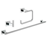 GROHE 40777001 - Set de accesorios de baño, 3 en 1, Rectangular (cromo)