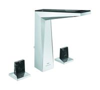 Grohe Allure Brilliant Private Collection Mezclador de 3 agujeros para lavabo, tamaño L, 149 mm de proyección, Caesarstone Vanilla Noir, juego de desagüe, 20669000, Color: cromado