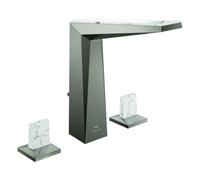 Grohe Allure Brilliant Private Collection Mezclador de 3 agujeros para lavabo, tamaño L, 149 mm de proyección, Attica Ceasarstone blanco, juego de desagüe, 20668AL0, Color: grafito duro cepillado
