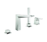 Grohe Allure Brilliant Private Collection Mezclador monomando de 4 agujeros para bañera, proyección 198mm, instalación en el borde de la bañera, maneta con piedra de ceasar blanca Attica, 29525DC0, Co