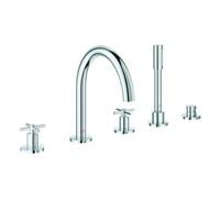 Grohe Atrio Combinación de baño de 5 orificios, proyección de 230 mm, incl. juego de ducha, asas en cruz, 29408000, Color: cromado