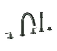 Grohe Atrio Combinación de baño de 5 orificios, proyección de 230 mm, incl. juego de ducha, mangos de palanca, 29407AL0, Color: grafito duro cepillado