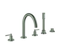 Grohe Atrio Combinación de baño de 5 orificios, proyección de 230 mm, incl. juego de ducha, mangos de palanca, 29407MS0, Color: acero satinado