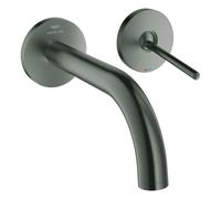 Grohe Atrio Mezclador de lavabo de 2 orificios, instalación empotrada, 185mm de proyección, palanca de pasador, 29410AL0, Color: grafito duro cepillado