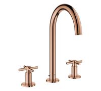 Grohe Atrio Private Collection Mezclador de lavabo de 3 agujeros, tamaño L, proyección 166mm, para maneta en cruz, juego de desagüe, 20643DA0, Color: cálido atardecer