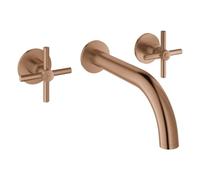 Grohe Atrio Private Collection Mezclador de lavabo de 3 orificios, 180 mm de proyección, con asas en cruz, 20661DL0, Color: cálido atardecer cepillado