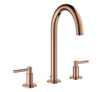 Grohe Atrio Private Collection Mezclador de lavabo de 3 orificios, tamaño L, proyección 166 mm, con mangos de palanca, desagüe automático, 20649DA0, Color: cálido atardecer