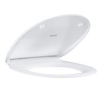 GROHE BAU - Asiento de inodoro de cerámica con tapa, incluye juego de fijación, diseño extra delgado, cierre suave y función de liberación rápida 39898000