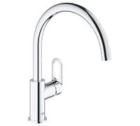 Grohe BauLoop - Grifo mezclador de cocina, monomando para instalación en un solo agujero. Caño alto giratorio en un ángulo de 360° (Ref. 31368000)