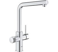 GROHE Minta, Grifo de cocina (caño alto, forma en L, compatible con kits filtración Blue (por separado), menor consumo de agua), cromo, 30600000