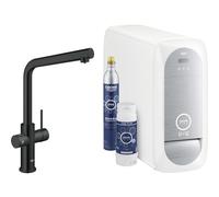 Grohe Blue Home Kit + grifo en L pivotante con filtro y función de burbuja, silencioso, suave, chispeante - Grifo con agua con gas y filtro resistente a la presión, cromado