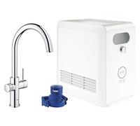 GROHE Blue - Kit con caño en C (con Bluetooth y WiFi, pantalla a color, visualización y control de datos de consumo), cromado, 31323002