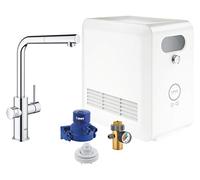 GROHE Blue Professional - Grifo de cocina con filtro, enfriador y gas (caño extraíble, incluye filtro y botella CO2, agua filtrada, fría y con gas), cromo, 31326002