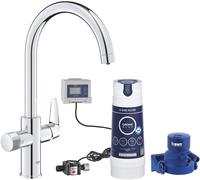Grohe Blue Pure BauCurve - Grifo para fregadero de cocina, con filtro de 5 etapas, tamaño S y cuentalitros, cromo