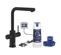 Grohe Blue Pure Minta - Grifo para fregadero de cocina, con filtro de 5 etapas, tamaño S y cuentalitros, color negro ultra mate