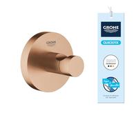 GROHE Colgador Start (metal, fijación oculta, incluye tornillos y tacos, extrafácil de instalar con QuickGlue), tamaño 45 mm, bronce Brushed Warm Sunset, 41173DL0