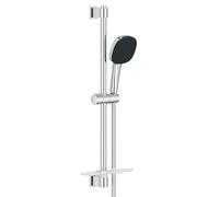 GROHE Comfort 110 Conjunto de barra de ducha (ahorro de agua, 2 tipos de acero, barra de ducha de 600 mm, fijación variable, incluye repisa de ducha), Cromo 26929001