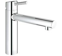 Mezclador monomando de fregadero GROHE Concetto, caño de fundición medio-alto, instalación monohilo, 31128001, Color: cromado